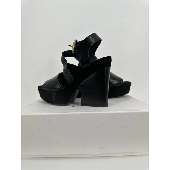 Celine Black Suede Platform Wedge Sandal 130 mm / Arch 80 Platform Wedge 37 1/2 - Picture 1 of 8